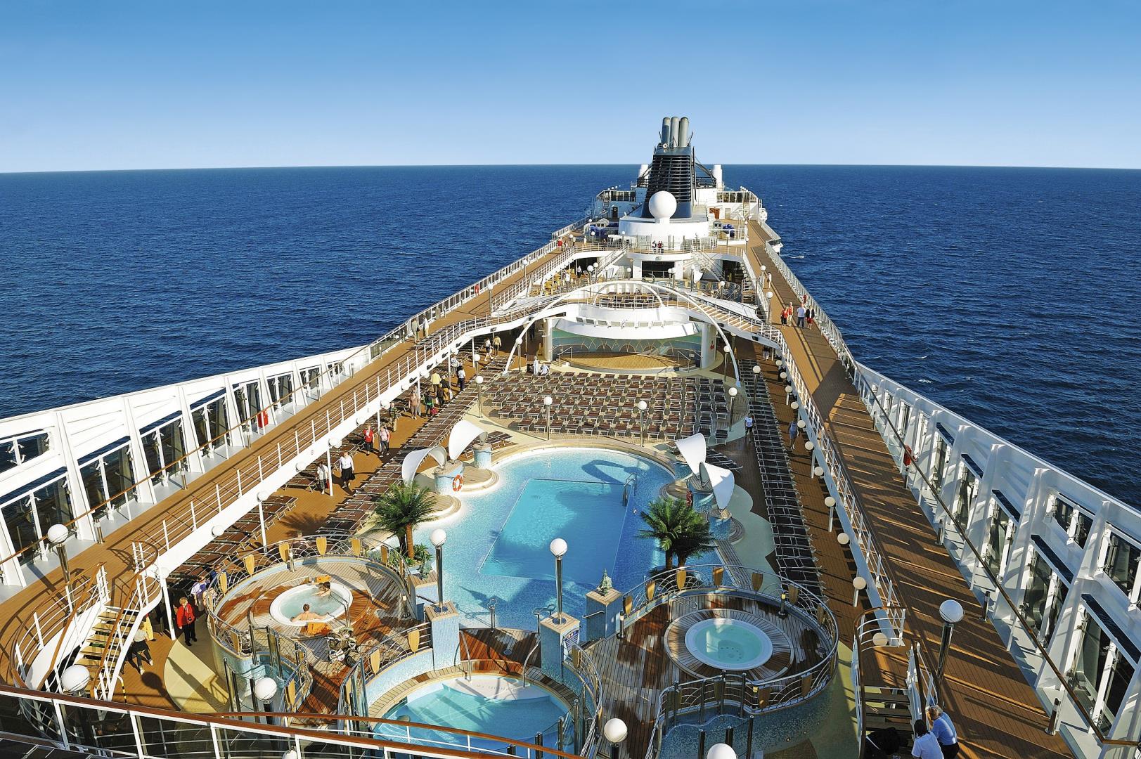 Aerial view of pool deck